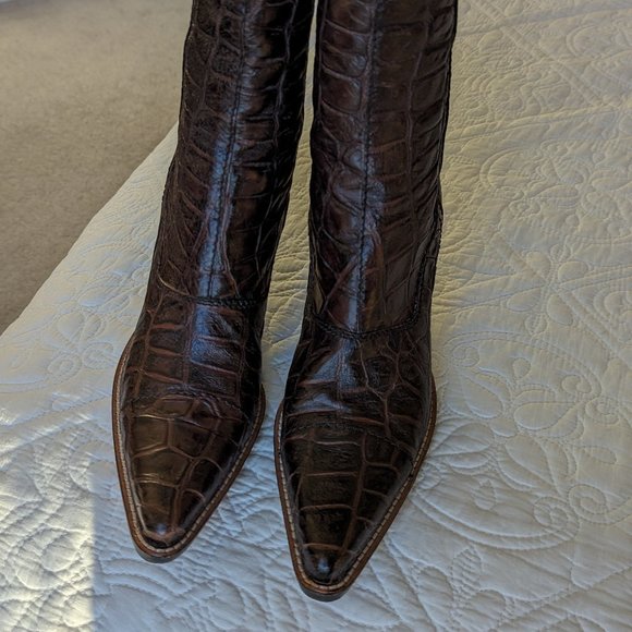 Miu Miu Embossed Crocodile  Boots  Size 39 - Picture 2 of 12